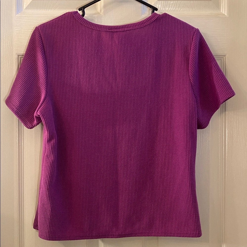 Love Nation Magenta Ribbed Short Sleeve Top - Picture 8 of 10